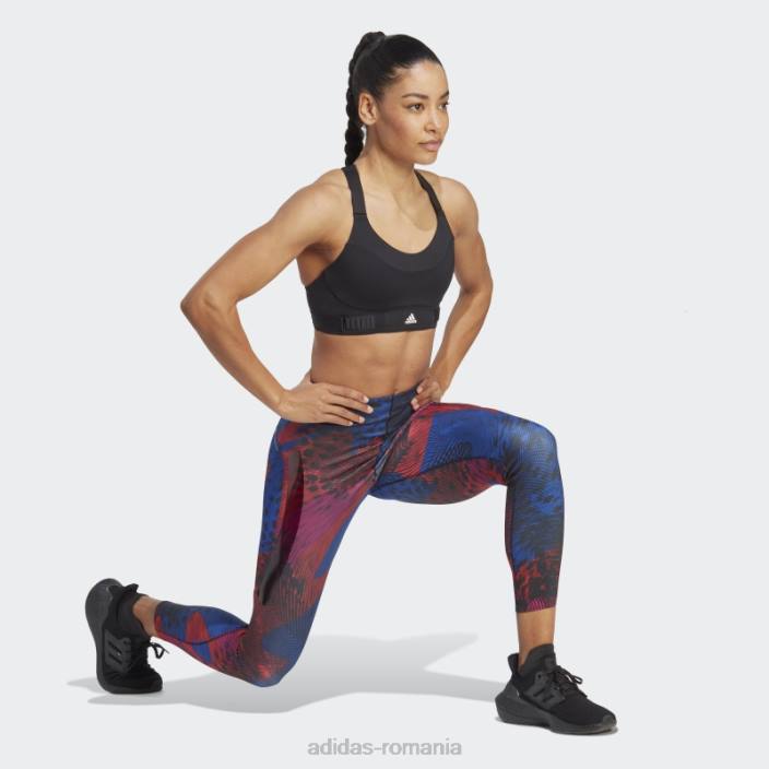 Adidas Leggings 7/8 roșii cu imprimeu pentru alergare adizero femei negru/rosu 2JBN9724