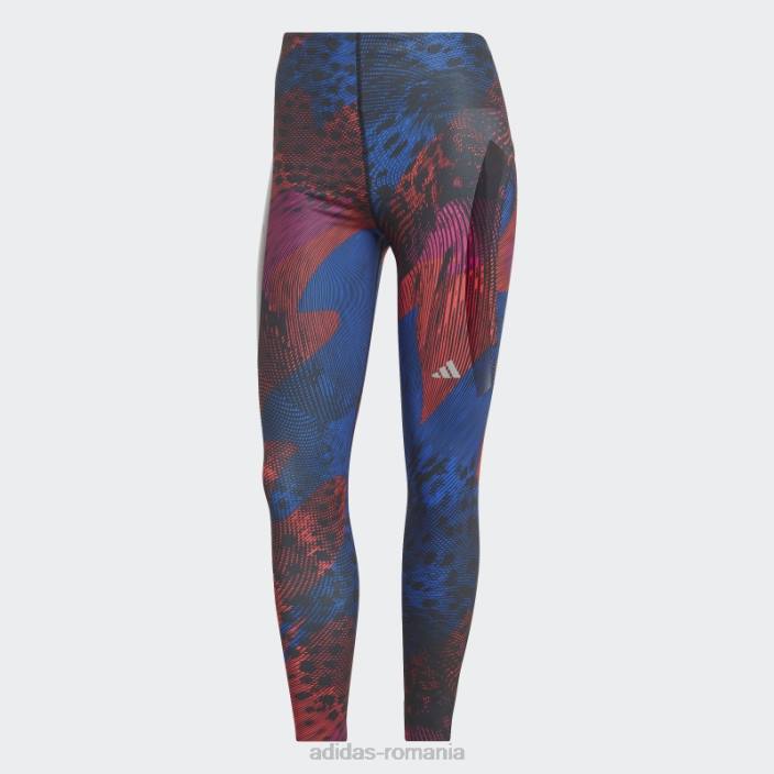 Adidas Leggings 7/8 roșii cu imprimeu pentru alergare adizero femei negru/rosu 2JBN9724