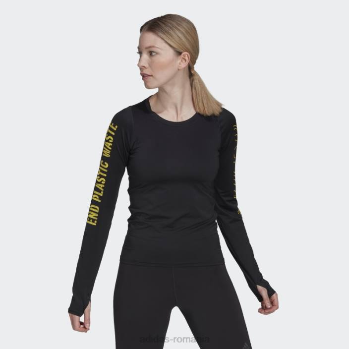 Adidas Tricou cu mânecă lungă cu deșeuri din plastic la capătul negru femei negru 2JBN2879