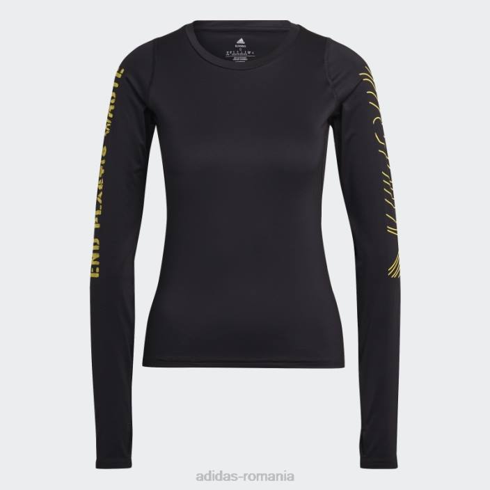 Adidas Tricou cu mânecă lungă cu deșeuri din plastic la capătul negru femei negru 2JBN2879
