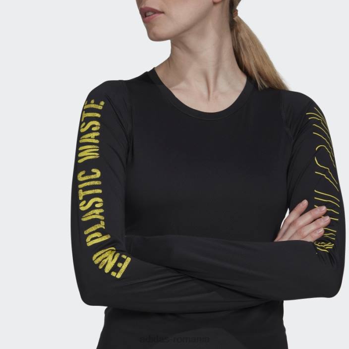 Adidas Tricou cu mânecă lungă cu deșeuri din plastic la capătul negru femei negru 2JBN2879