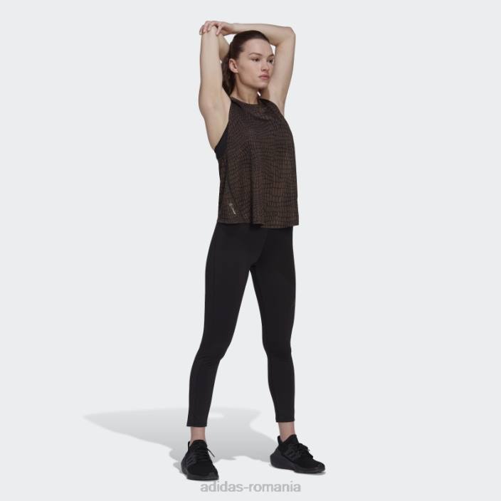 Adidas alerga pictograme imprimeu crocodil alergare maiou negru femei negru 2JBN2743