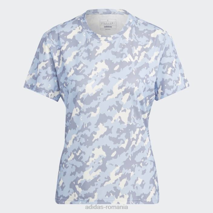 Adidas deține tricoul de alergare camo run albastru zori femei zori albastre 2JBN16855