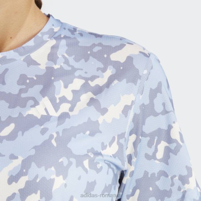 Adidas deține tricoul de alergare camo run albastru zori femei zori albastre 2JBN16855