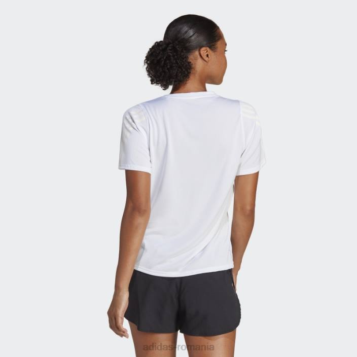 Adidas icoane albe ale alergării tricou cu 3 dungi cu emisii reduse de carbon femei alb 2JBN17110