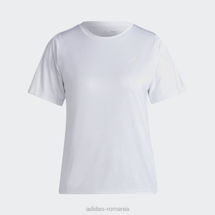 Adidas icoane albe ale alergării tricou cu 3 dungi cu emisii reduse de carbon femei alb 2JBN17110