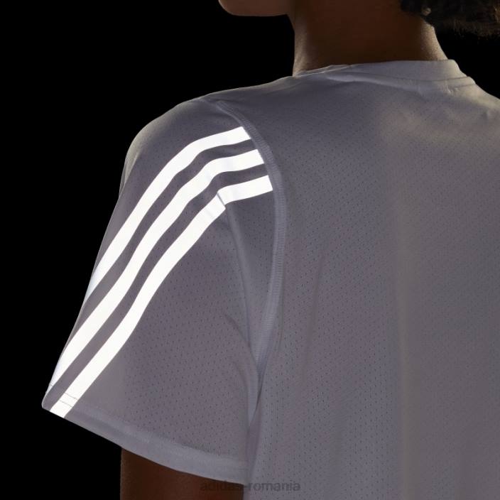Adidas icoane albe ale alergării tricou cu 3 dungi cu emisii reduse de carbon femei alb 2JBN17110