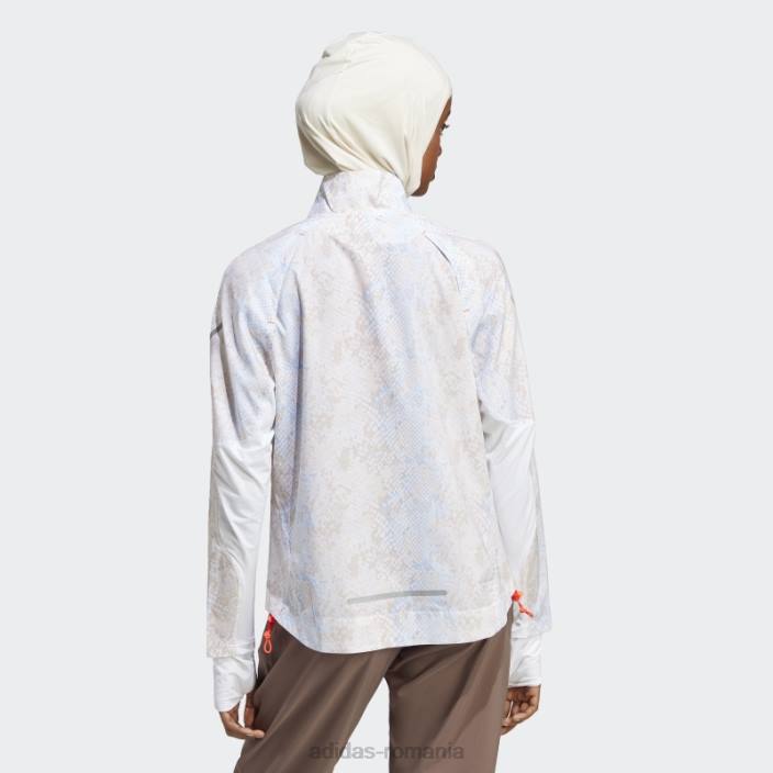 Adidas jachetă albă pentru alergare rapidă adidas femei alb/aluminiu 2JBN16923