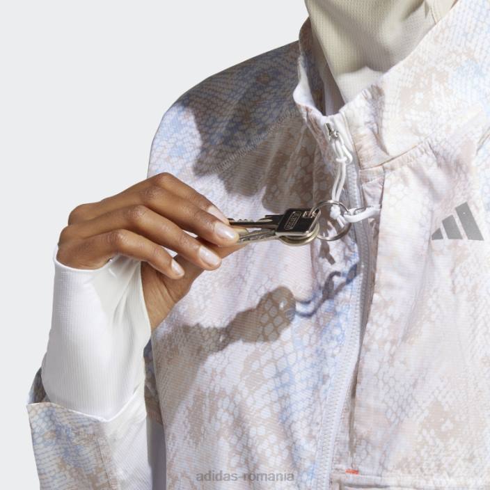 Adidas jachetă albă pentru alergare rapidă adidas femei alb/aluminiu 2JBN16923