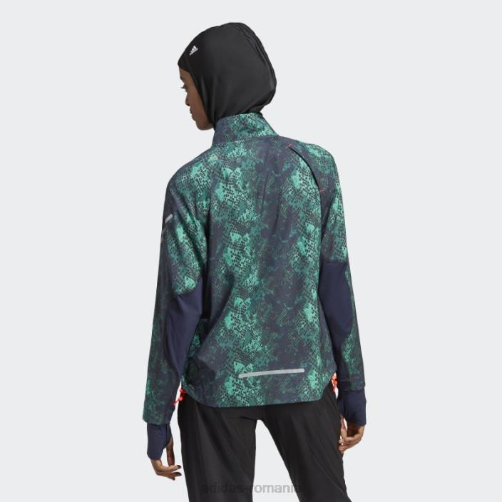 Adidas jachetă de iterație pentru alergare rapidă verde femei negru/verde 2JBN16773