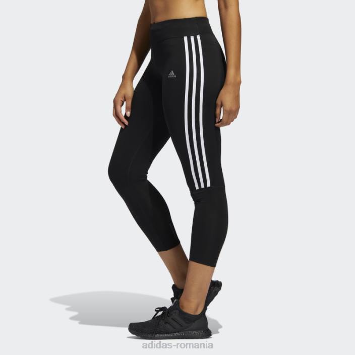 Adidas leggings de alergare cu 3 dungi negre femei alb negru 2JBN17515