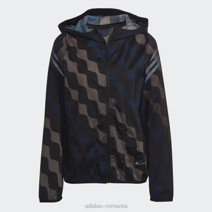Adidas marimekko run icons 3 dungi cu glugă pentru alergare, negru femei negru 2JBN2935