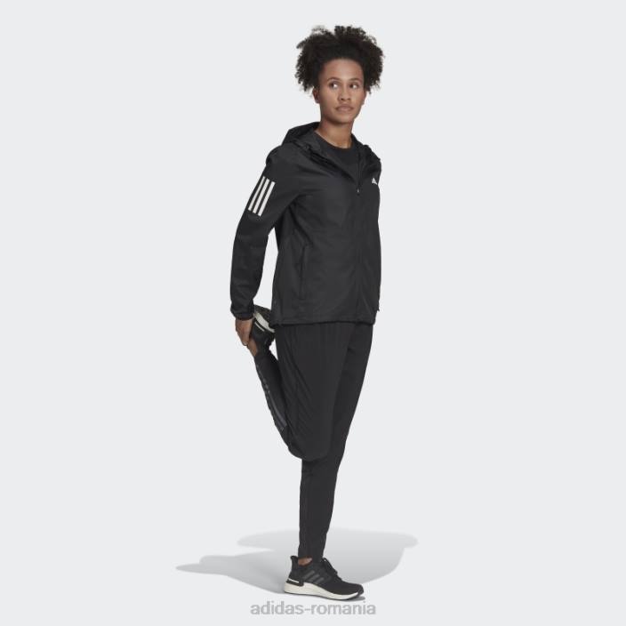 Adidas negru deține vânt cu glugă pentru alergare femei negru 2JBN9850