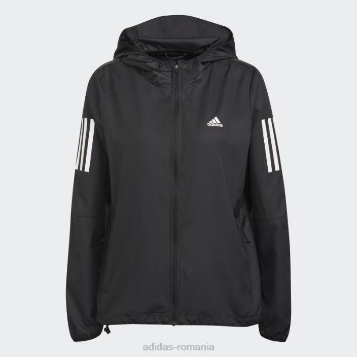 Adidas negru deține vânt cu glugă pentru alergare femei negru 2JBN9850