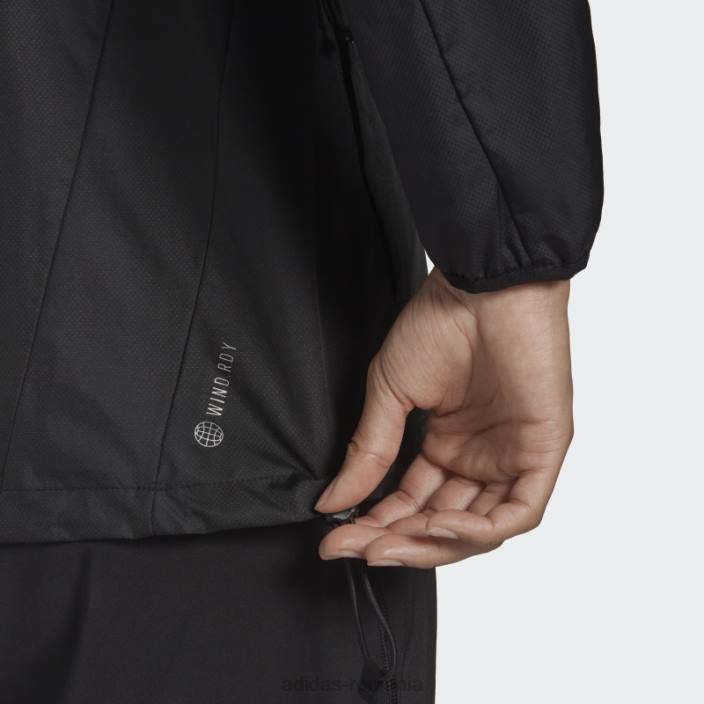 Adidas negru deține vânt cu glugă pentru alergare femei negru 2JBN9850