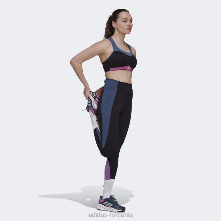 Adidas negru propriul run colorblock 7/8 jambiere adidas femei negru argintiu 2JBN3729