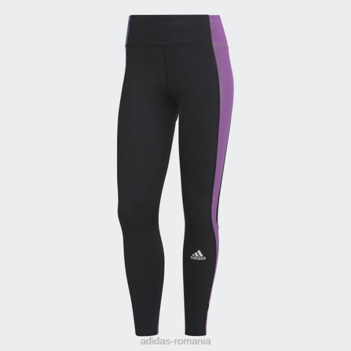 Adidas negru propriul run colorblock 7/8 jambiere adidas femei negru argintiu 2JBN3729