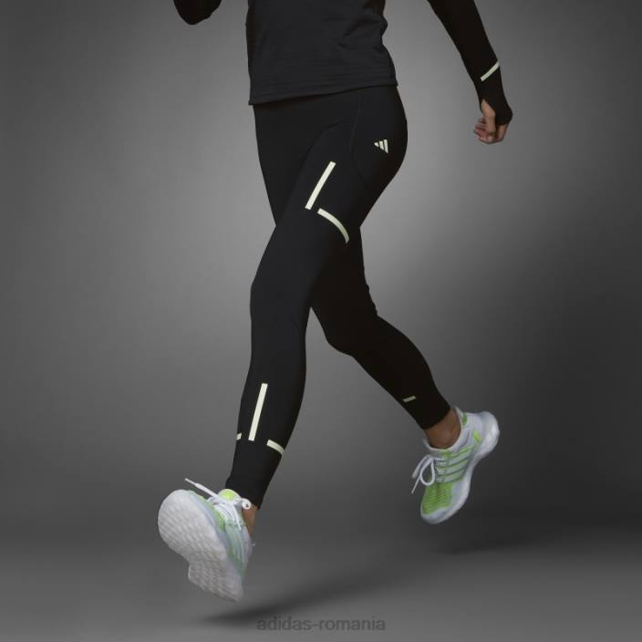 Adidas negru, rapid impact reflectă noaptea x-city jambiere de alergare lungi femei negru 2JBN9017