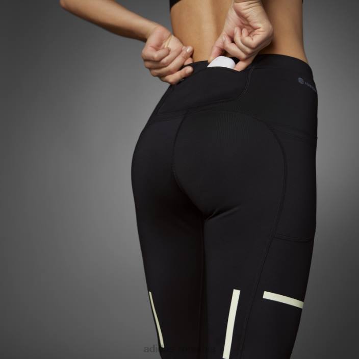 Adidas negru, rapid impact reflectă noaptea x-city jambiere de alergare lungi femei negru 2JBN9017