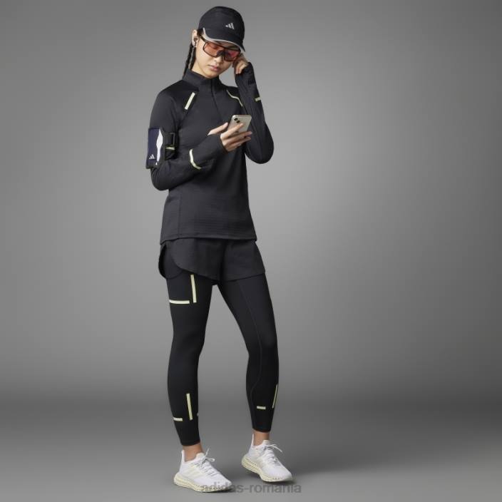 Adidas negru reflecta noaptea top de alergare cu mânecă lungă x-city femei negru 2JBN16900