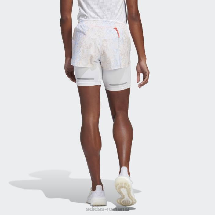 Adidas pantaloni scurți 2-în-1 albi alergați rapid femei alb/aluminiu 2JBN17008