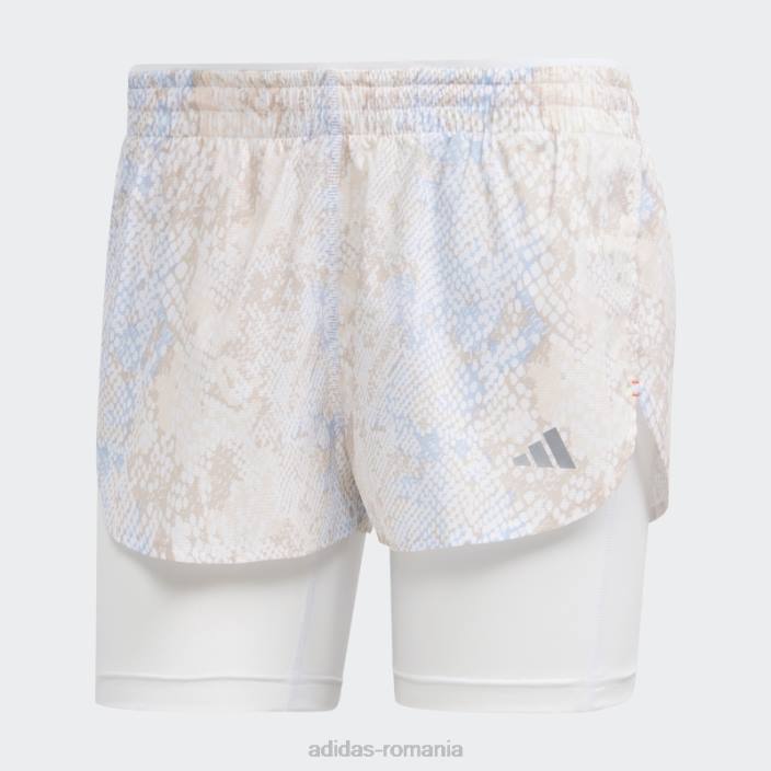 Adidas pantaloni scurți 2-în-1 albi alergați rapid femei alb/aluminiu 2JBN17008