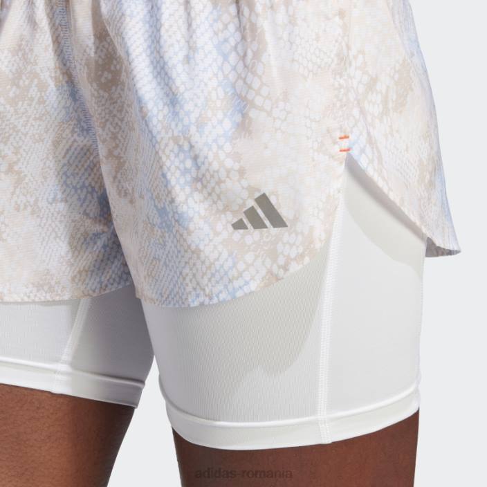 Adidas pantaloni scurți 2-în-1 albi alergați rapid femei alb/aluminiu 2JBN17008