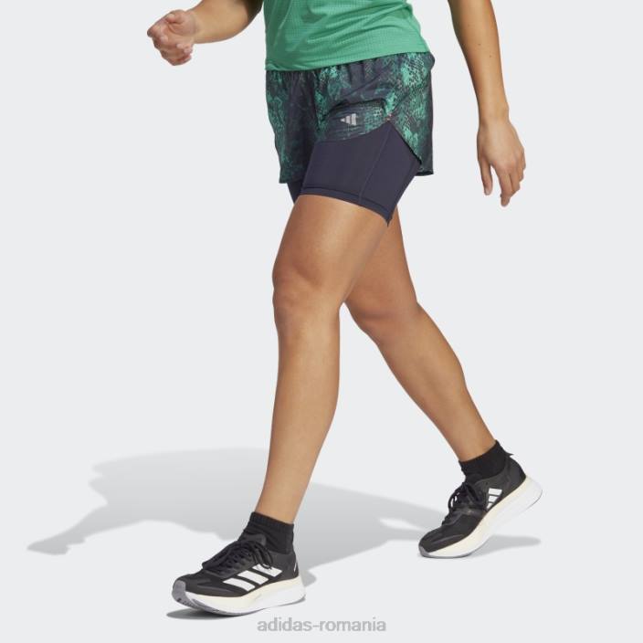 Adidas pantaloni scurți 2-în-1, negru, alergați rapid adidas femei negru/verde/verde curte 2JBN16899