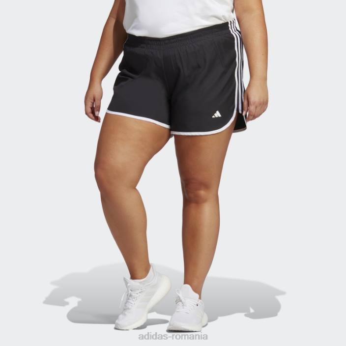 Adidas pantaloni scurți de alergare maraton 20 (mărime plus) negri femei alb negru 2JBN2473