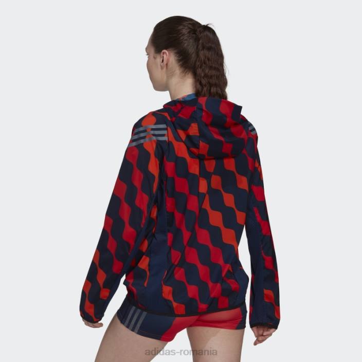 Adidas portocaliu marimekko run icons 3-stripe cu glugă pentru alergare parca de vânt femei portocale 2JBN2903