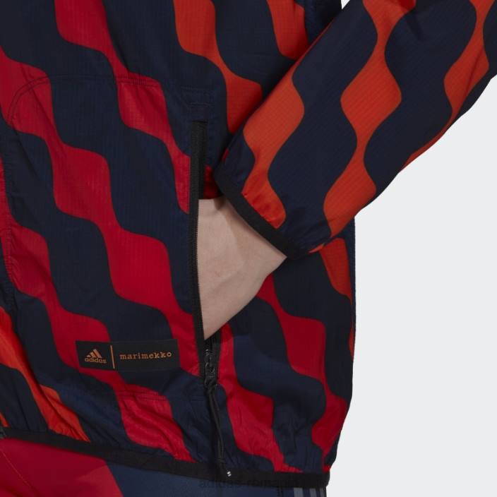 Adidas portocaliu marimekko run icons 3-stripe cu glugă pentru alergare parca de vânt femei portocale 2JBN2903