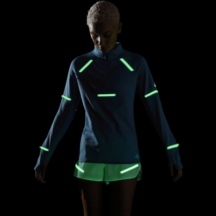 Adidas reflectă noaptea x-city mânecă lungă alergare top albastru moda femei albastru 2JBN9206