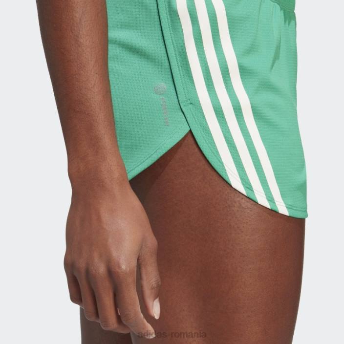 Adidas run icons pantaloni scurți de alergare cu 3 dungi cu conținut scăzut de carbon, curte verde femei verde curte 2JBN17461