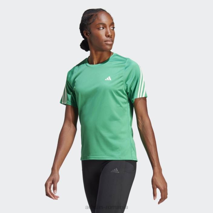 Adidas run icons tricou pentru alergare cu 3 dungi cu emisii reduse de carbon, curte verde femei verde curte 2JBN17450