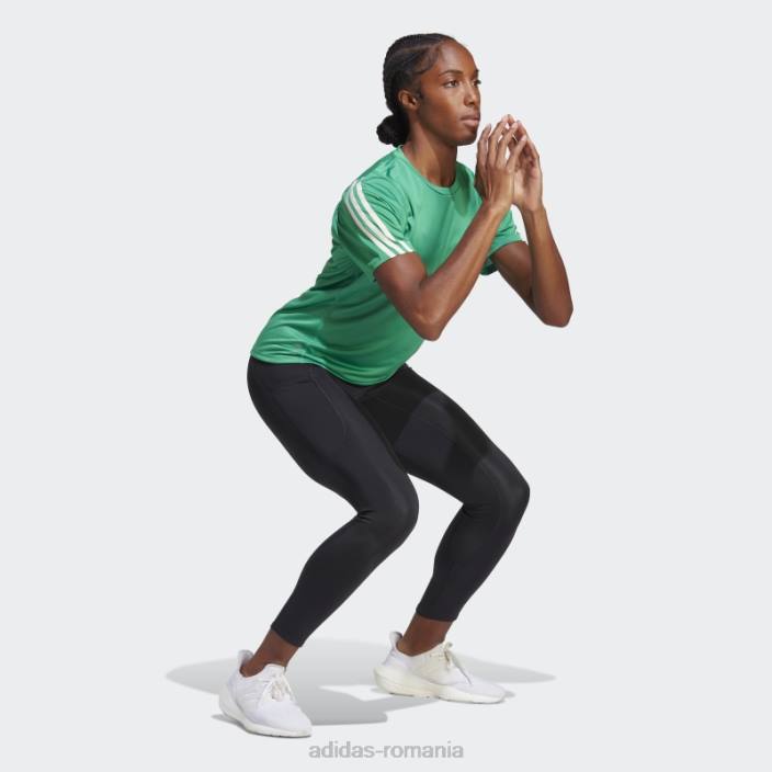 Adidas run icons tricou pentru alergare cu 3 dungi cu emisii reduse de carbon, curte verde femei verde curte 2JBN17450