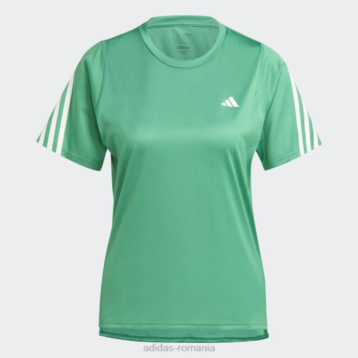 Adidas run icons tricou pentru alergare cu 3 dungi cu emisii reduse de carbon, curte verde femei verde curte 2JBN17450