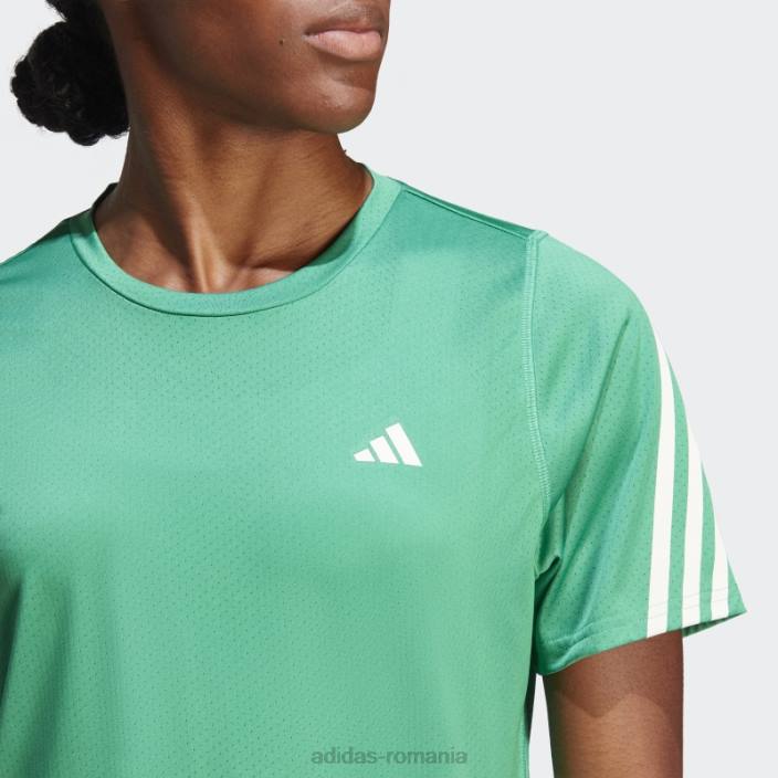 Adidas run icons tricou pentru alergare cu 3 dungi cu emisii reduse de carbon, curte verde femei verde curte 2JBN17450