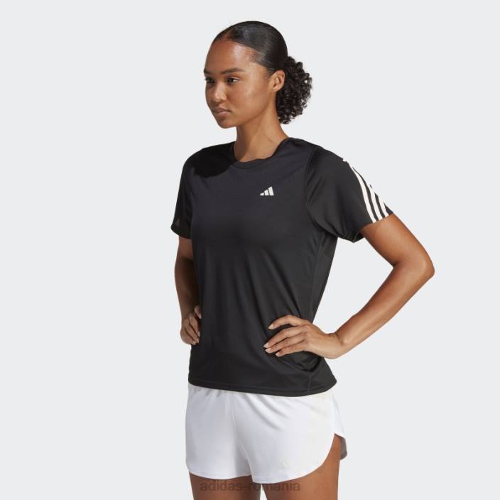 Adidas run icons tricou pentru alergare cu 3 dungi, cu emisii reduse de carbon, negru adidas femei negru 2JBN16818