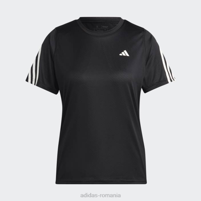 Adidas run icons tricou pentru alergare cu 3 dungi, cu emisii reduse de carbon, negru adidas femei negru 2JBN16818