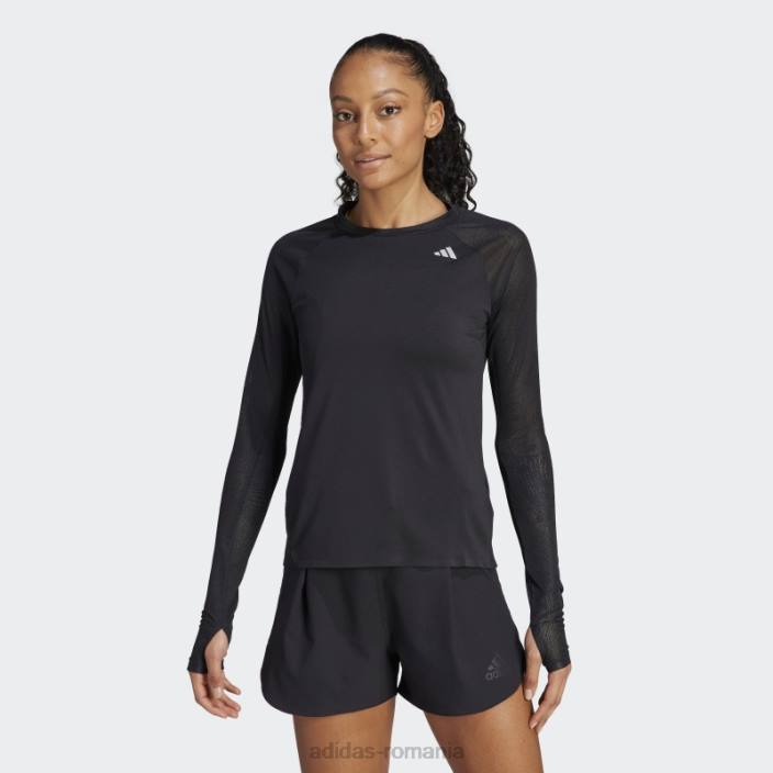 Adidas top negru cu mânecă lungă de alergare adizero femei negru 2JBN16553