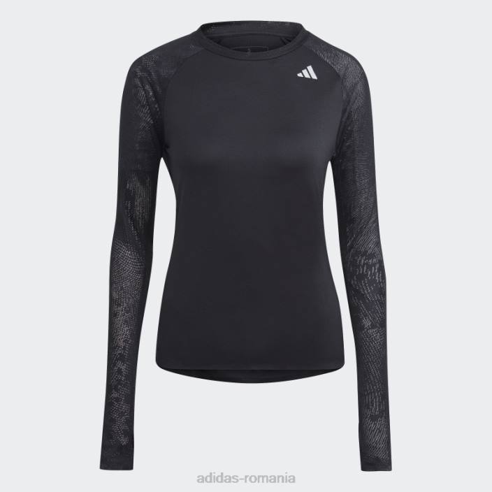 Adidas top negru cu mânecă lungă de alergare adizero femei negru 2JBN16553