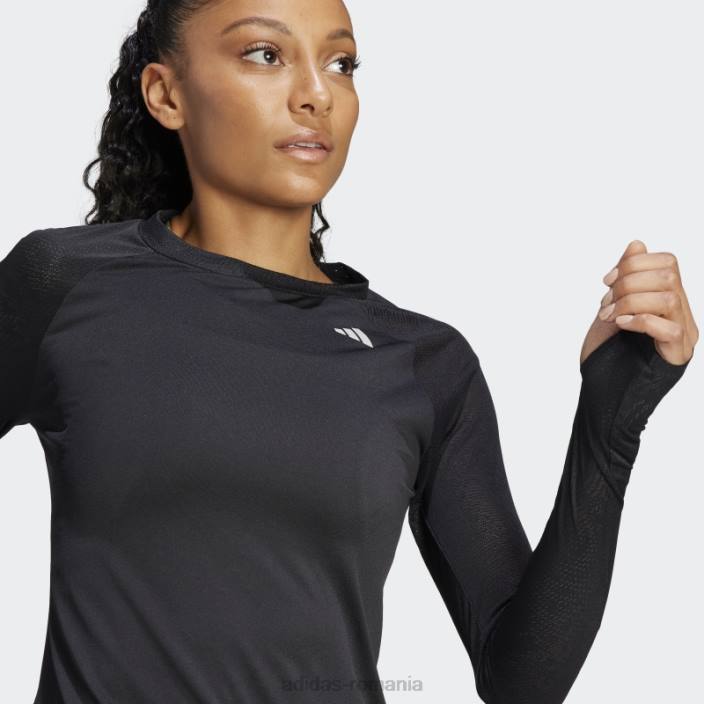 Adidas top negru cu mânecă lungă de alergare adizero femei negru 2JBN16553