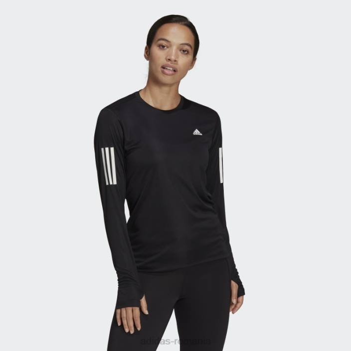 Adidas tricou adidas negru own the run cu mânecă lungă femei negru 2JBN2637