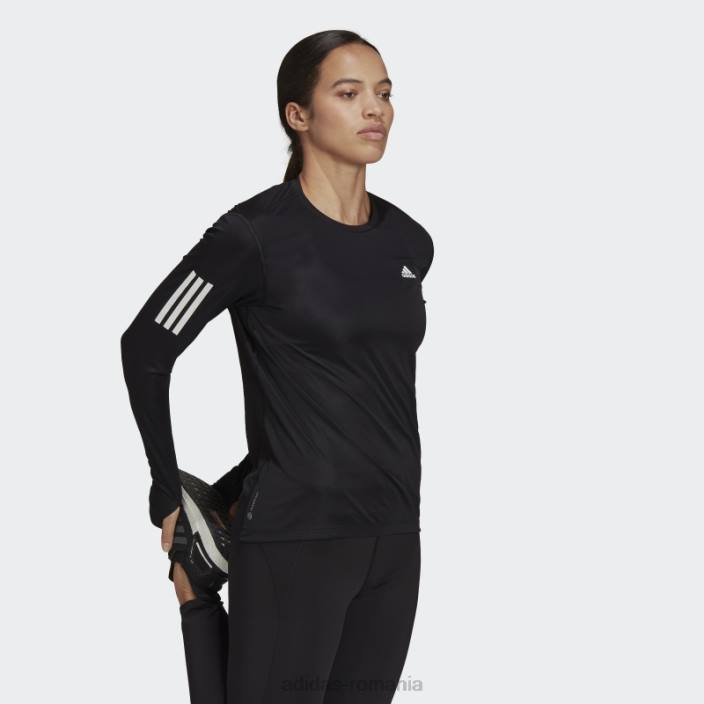 Adidas tricou adidas negru own the run cu mânecă lungă femei negru 2JBN2637