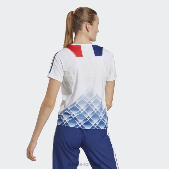 Adidas tricou cu imprimeu alb run fast peste tot femei alb 2JBN17260