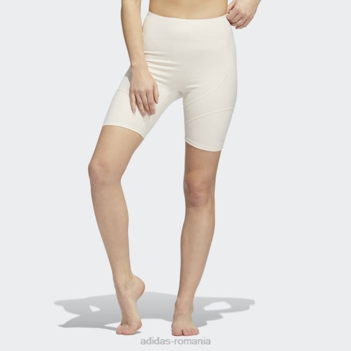 Adidas colanti albi yoga 4 elemente studio buzunar scurt femei alb 2JBN2756