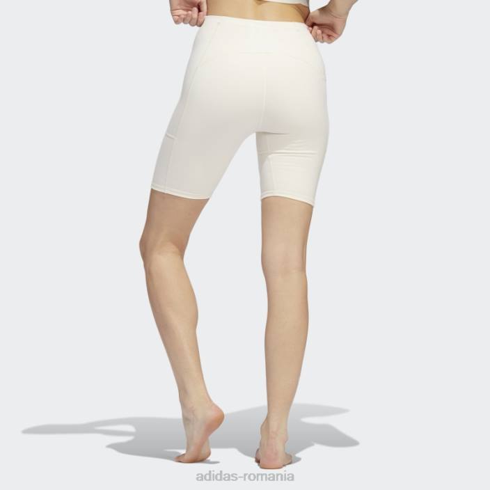 Adidas colanti albi yoga 4 elemente studio buzunar scurt femei alb 2JBN2756