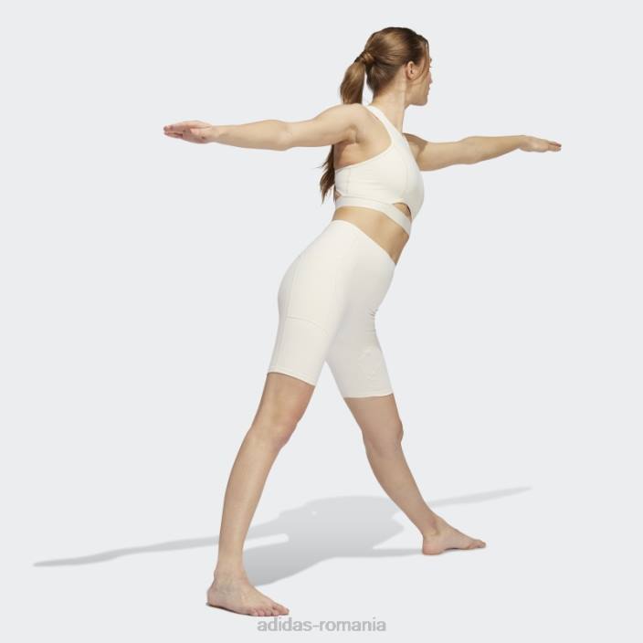Adidas colanti albi yoga 4 elemente studio buzunar scurt femei alb 2JBN2756