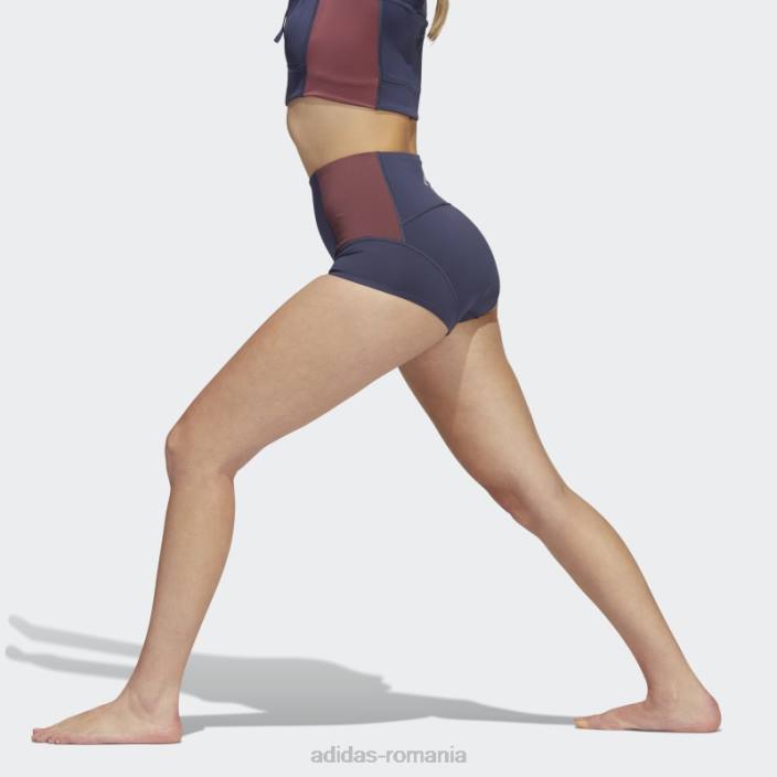 Adidas pantaloni scurți de yoga bleumarin femei bleumarin/visiniu 2JBN3730