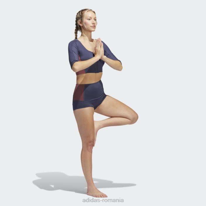 Adidas pantaloni scurți de yoga bleumarin femei bleumarin/visiniu 2JBN3730